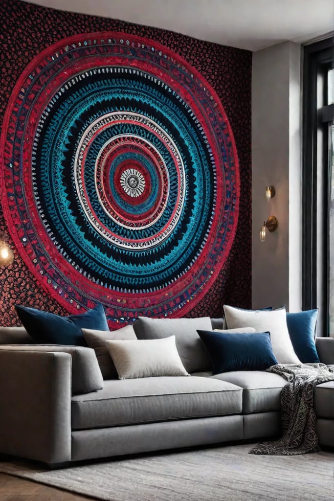 Wall tapestry in bohemian living room