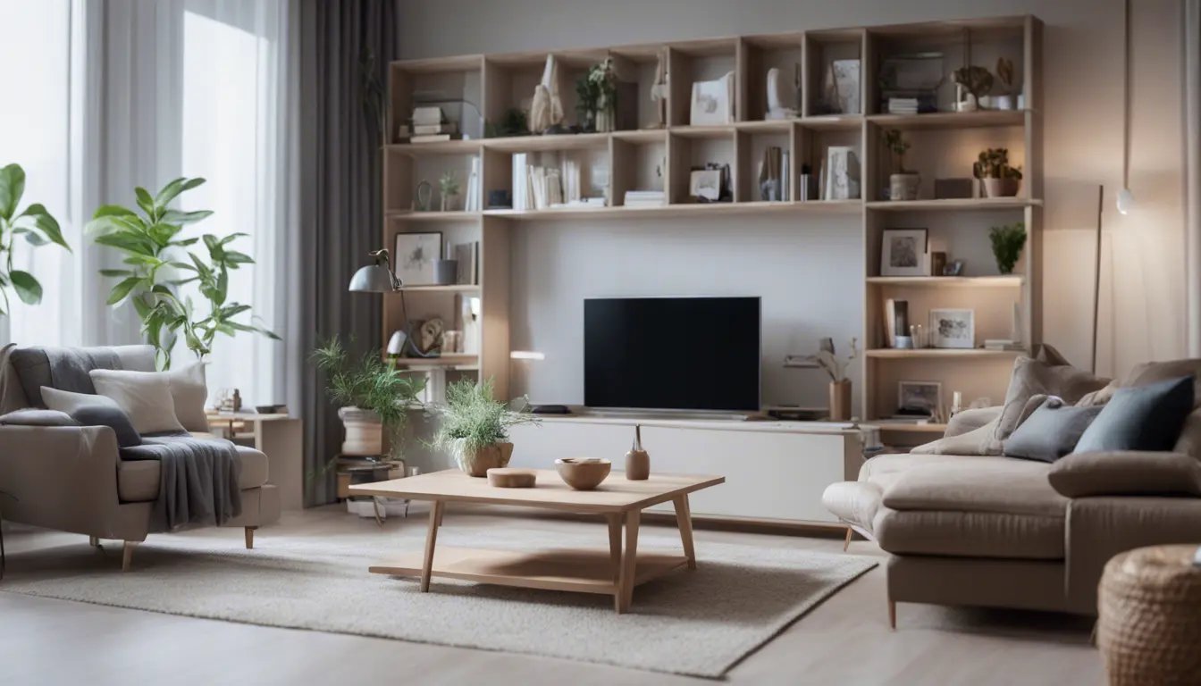 small living room with a light and airy feel. The furniture is arranged to maximize space and flow