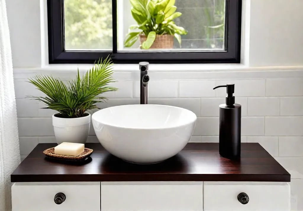 A serene bathroom with white porcelain tile flooring and walls a whitefeat