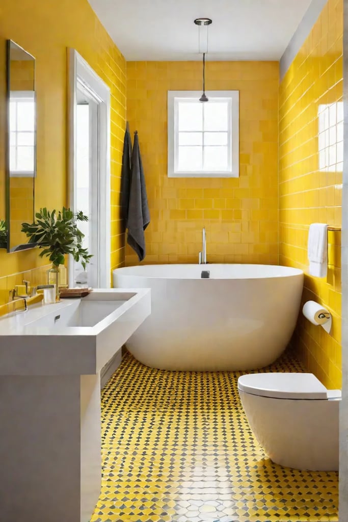 Bathroom with patterned floor tile and white fixtures