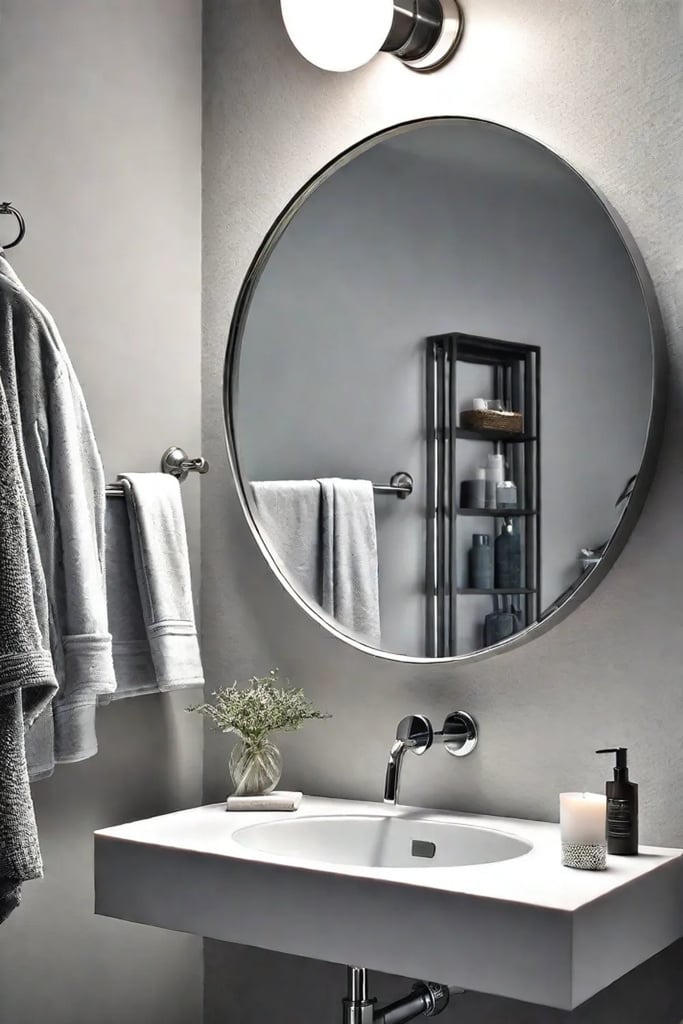 Bathroom with soft natural light and gray walls