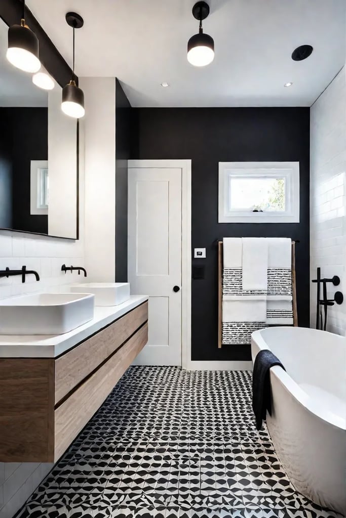Black and white minimalist bathroom
