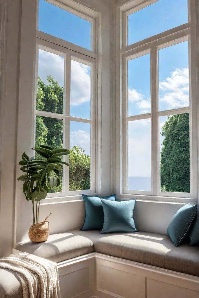 Bright reading nook with a window seat