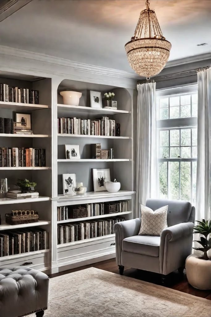 Closet turned reading nook with a whimsical charm