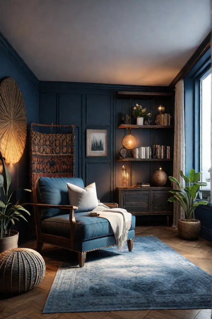 Colorful reading corner with global accents