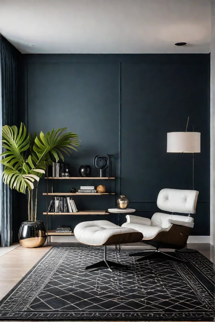 Contemporary reading nook with leather armchair