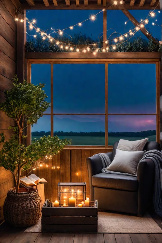 Cozy reading corner with repurposed furniture