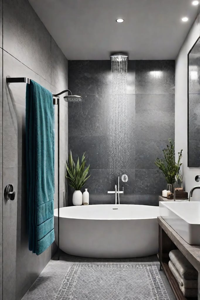 Ecofriendly bathroom with rainfall shower