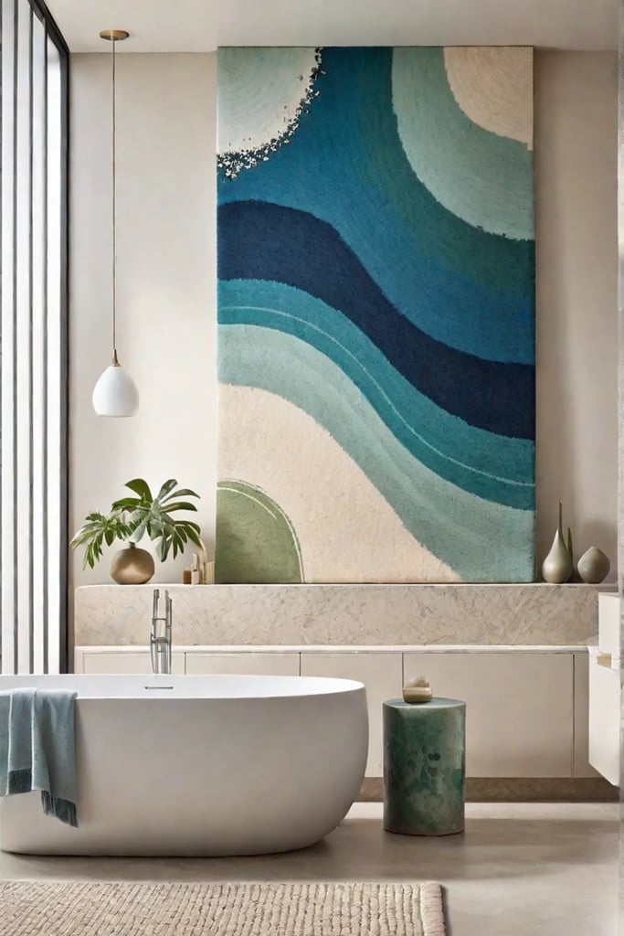 Minimalist bathroom with pops of color inspired by nature