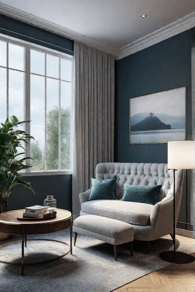 Peaceful reading nook with calming colors