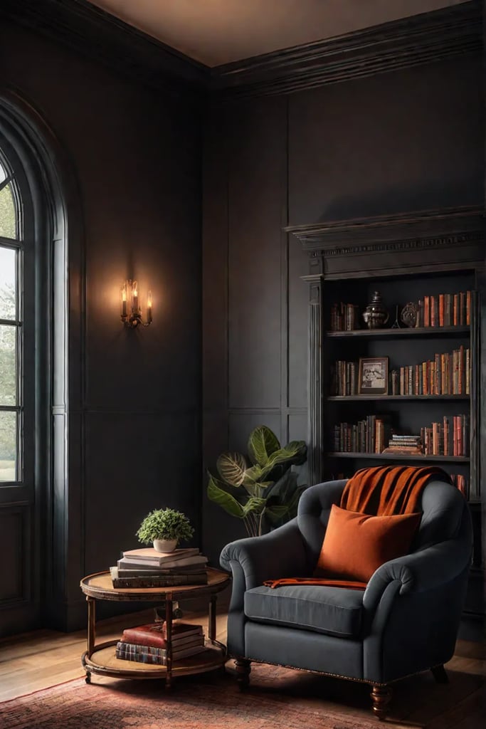 Serene reading nook with a focus on comfort and lighting