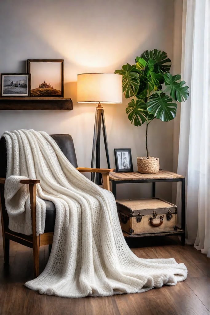 Sunlight reading nook with fairy lights