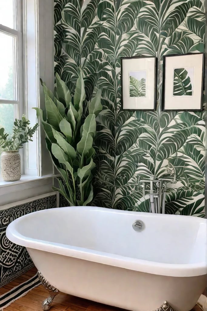 Vintage bathroom with peel and stick tiles