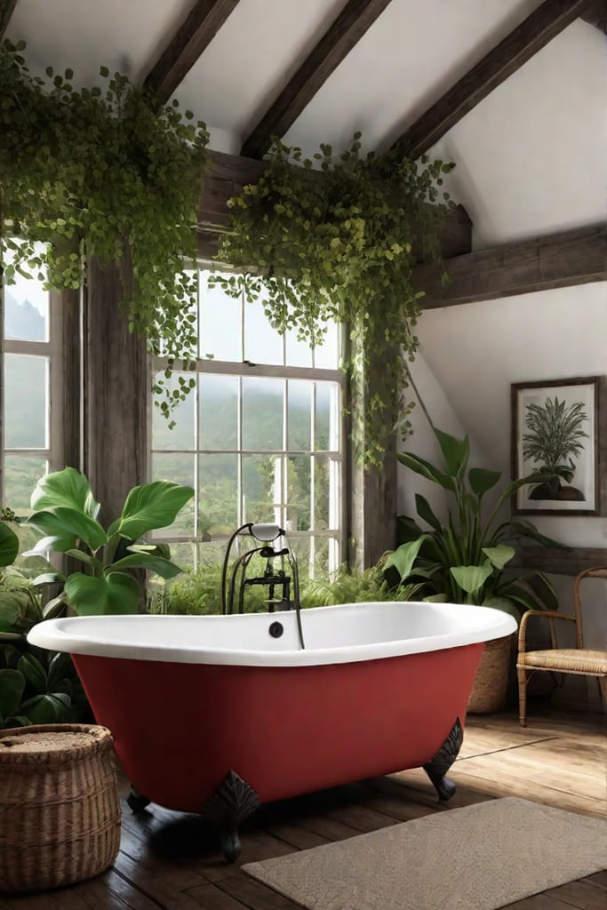 Vintageinspired bathroom with botanical accents