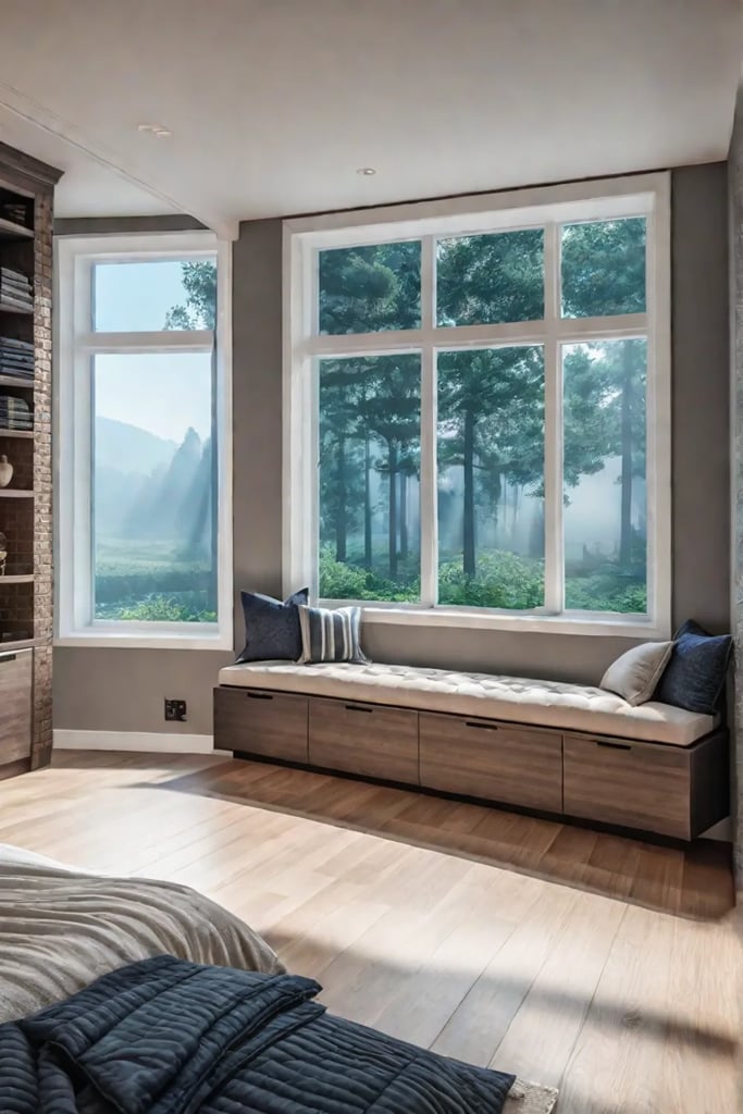 Window seat with builtin storage drawers