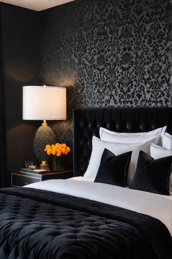 Modern bedroom with dark accents