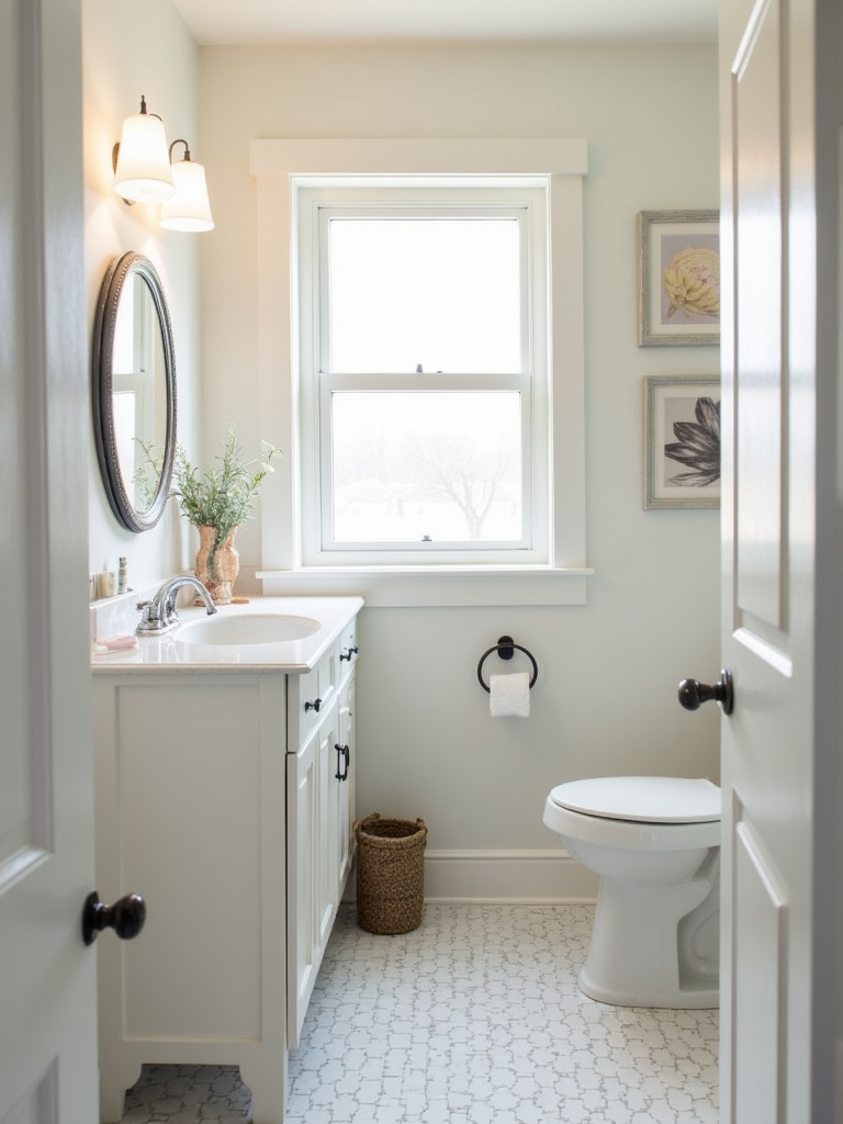 Stylish and budget-friendly small bathroom remodel showcasing affordable materials.