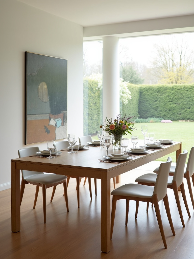 Extendable dining table showcasing both compact and extended configurations, perfect for small gatherings and large dinner parties.