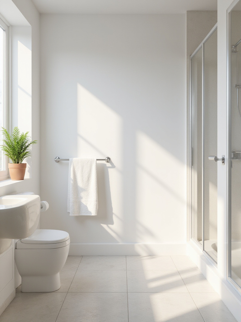 Small, decluttered bathroom with minimalist design