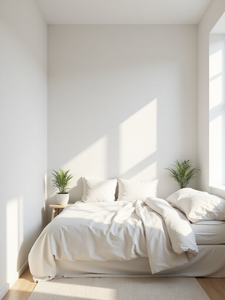 Serene and uncluttered minimalist bedroom showcasing the benefits of decluttering for small spaces.