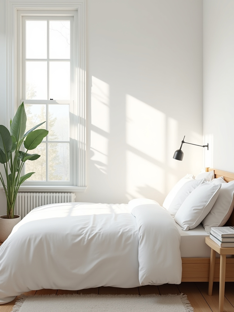 Clean and minimalist small bedroom showcasing the impact of decluttering on creating a spacious and calming atmosphere.