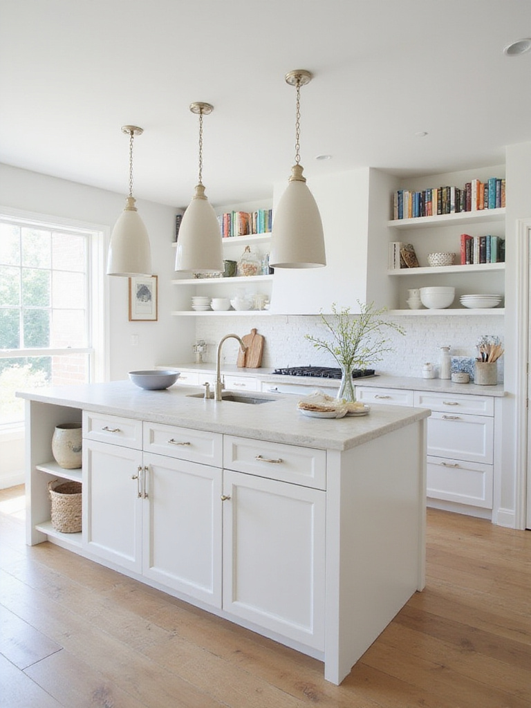 Modern kitchen island designed for food preparation with quartz countertop, prep sink, and ample storage.