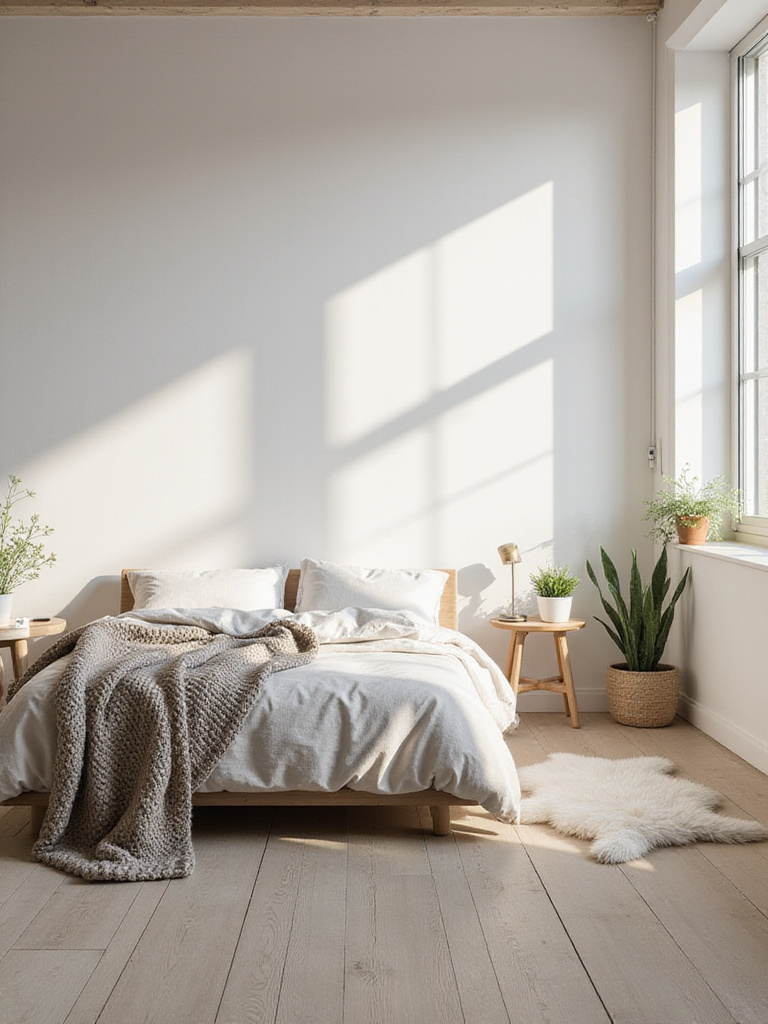 Cozy Nordic bedroom with linen bedding and natural light for ultimate relaxation