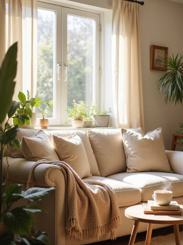 Comfortable sofa in a relaxing living room setting