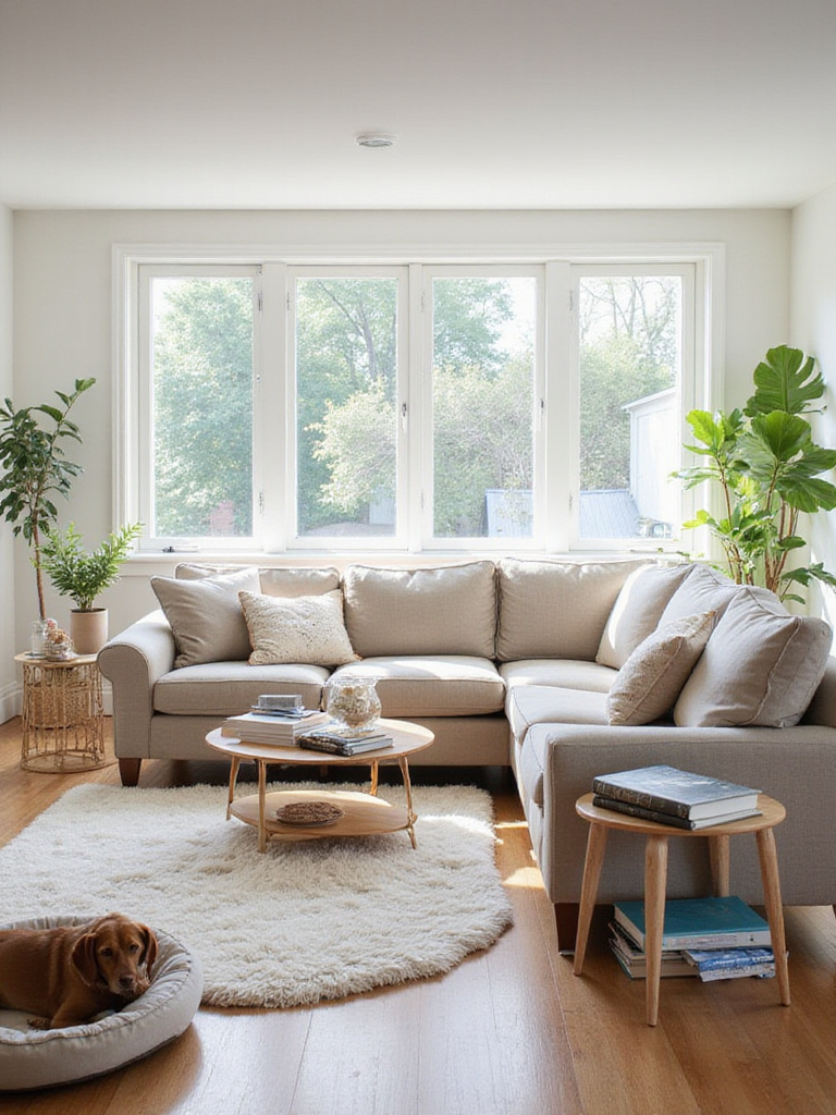 Comfortable and family-friendly living room with a large sectional sofa