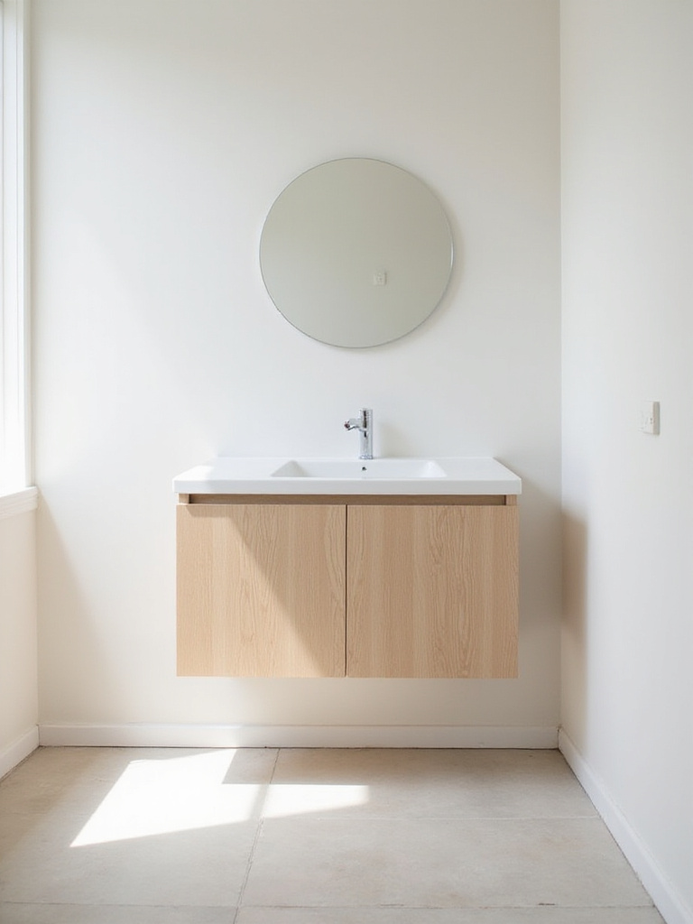 Small bathroom with wall-hung vanity creating spacious look