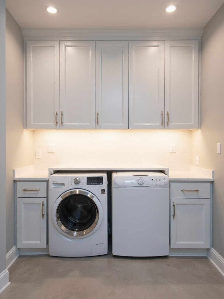 Bright and modern laundry room with LED lighting