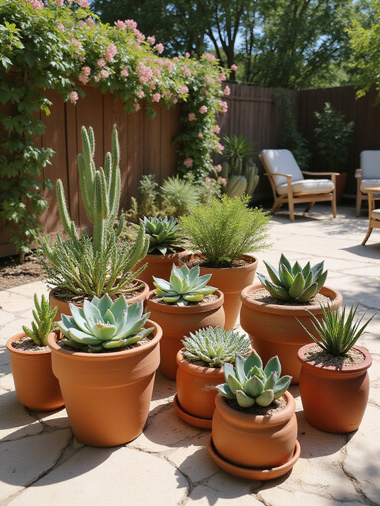 Succulent garden on a sun-drenched patio