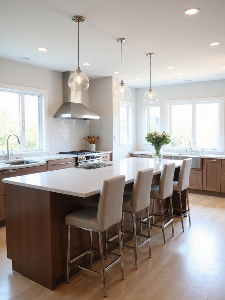 Modern kitchen with a space-saving peninsula bar design