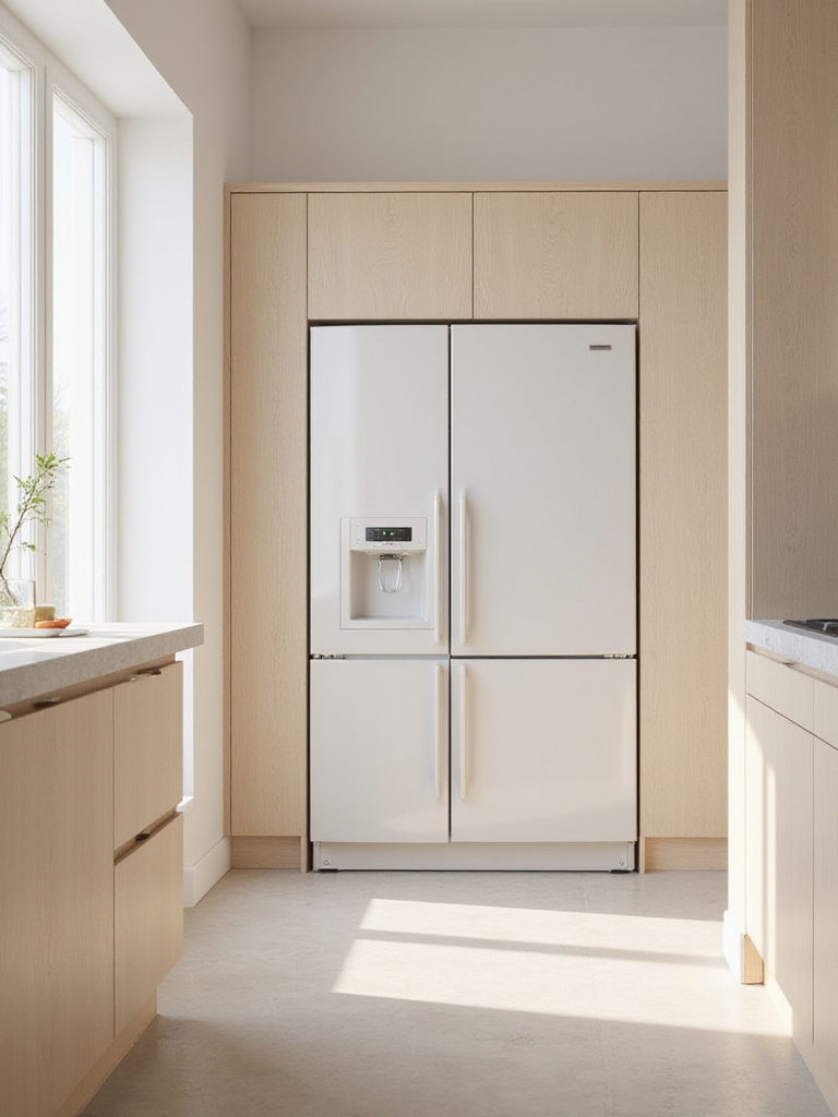 Small kitchen design featuring seamless integrated appliances for a streamlined look.