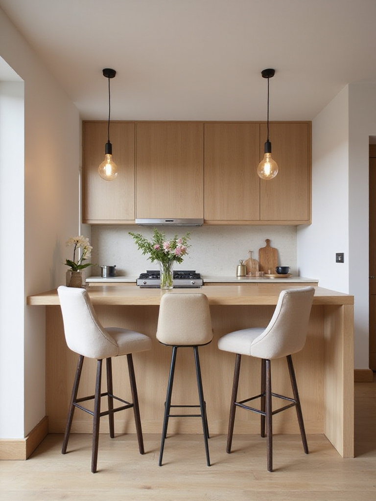 Cozy breakfast bar seating area in modern kitchen