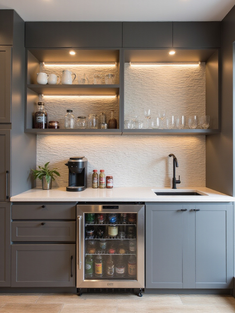 Modern kitchen with dedicated coffee and beverage bar