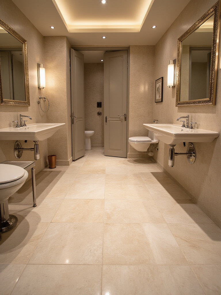 Luxurious bathroom with heated floors and modern decor