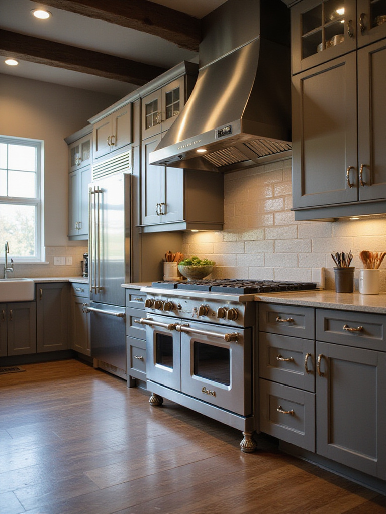 Professional-grade stainless steel appliances in a modern kitchen