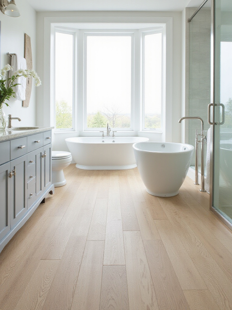 Luxury Vinyl Plank flooring in a modern bathroom