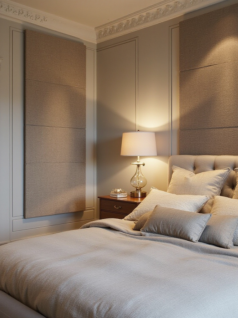 A serene bedroom showcasing soundproof walls designed for peace and quiet.