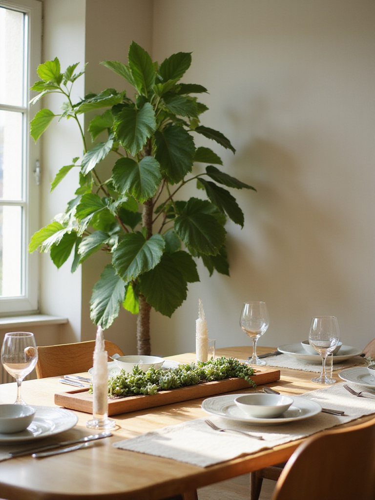 A vibrant dining room filled with greenery and indoor plants