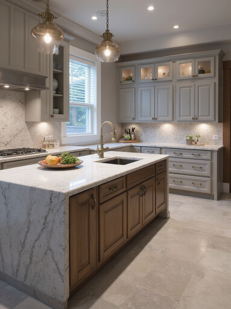 Modern kitchen showcasing durable countertop materials with elegant design