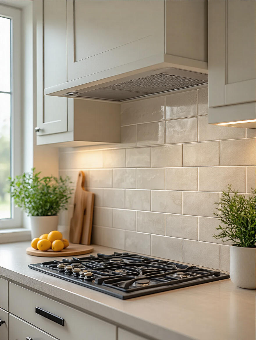 Modern kitchen with stylish peel-and-stick backsplash in a clean, bright setting