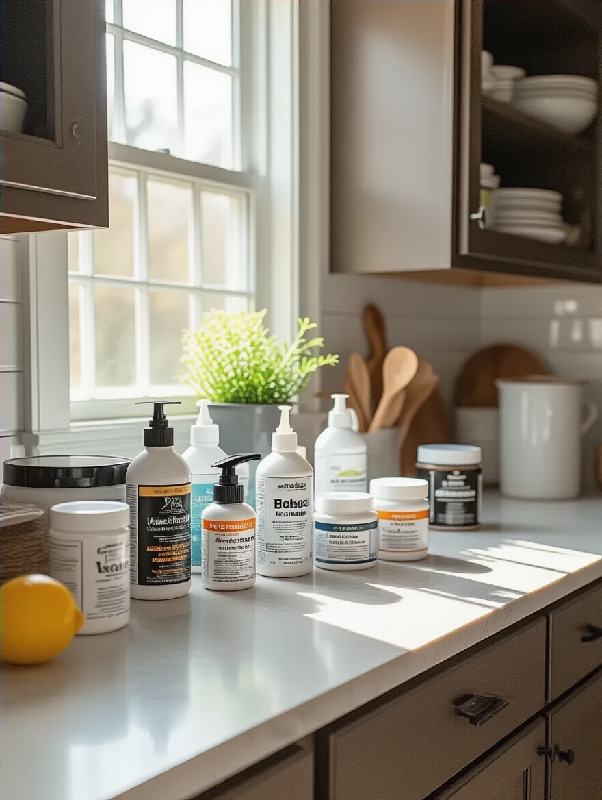 Adhesion primers for kitchen cabinet makeover on a countertop