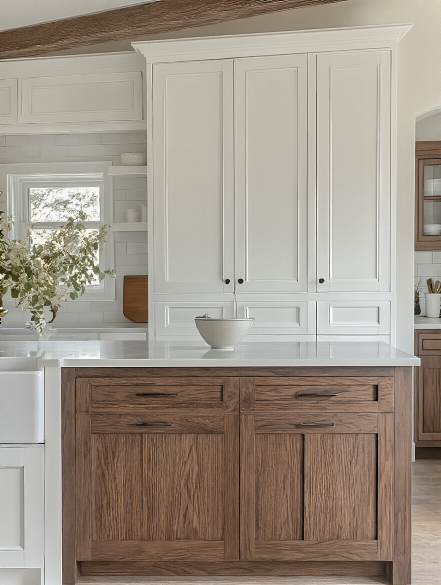 Modern kitchen cabinets with new veneers and doors in a sleek design