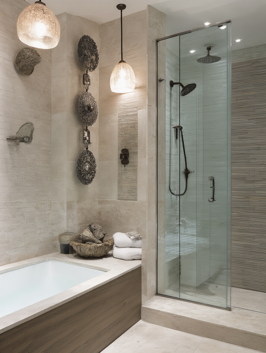 Elegant bathroom showcasing durable wall decor materials designed for easy cleaning.