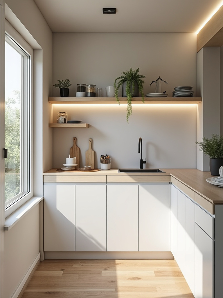 Efficiently designed small kitchen interior highlighting essential must-have features for remodel success