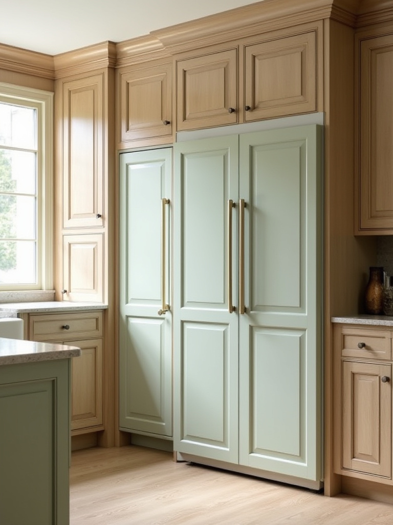 Concealed appliances behind panel-ready cabinetry in a traditional kitchen