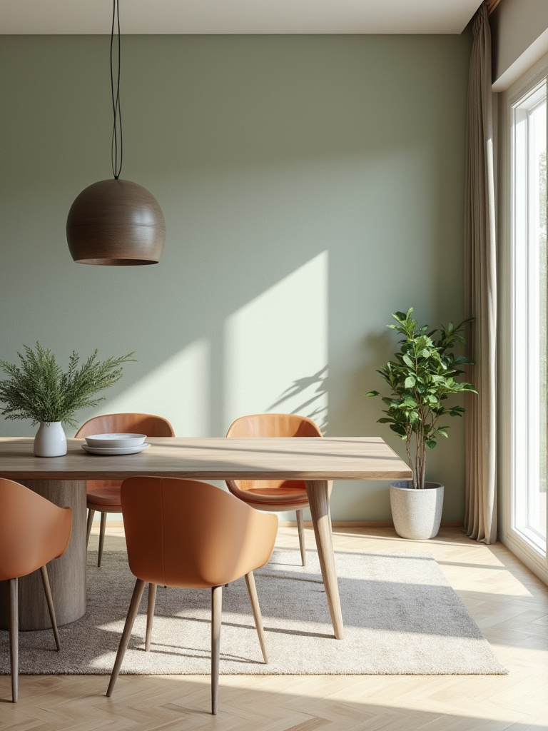 An elegant dining room featuring a thoughtfully designed accent wall that serves a clear purpose, showcasing sophisticated interior design and intentional decor.