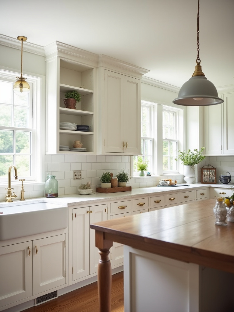 Portrait of a timeless traditional kitchen with Farmhouse, Victorian, and Colonial cues